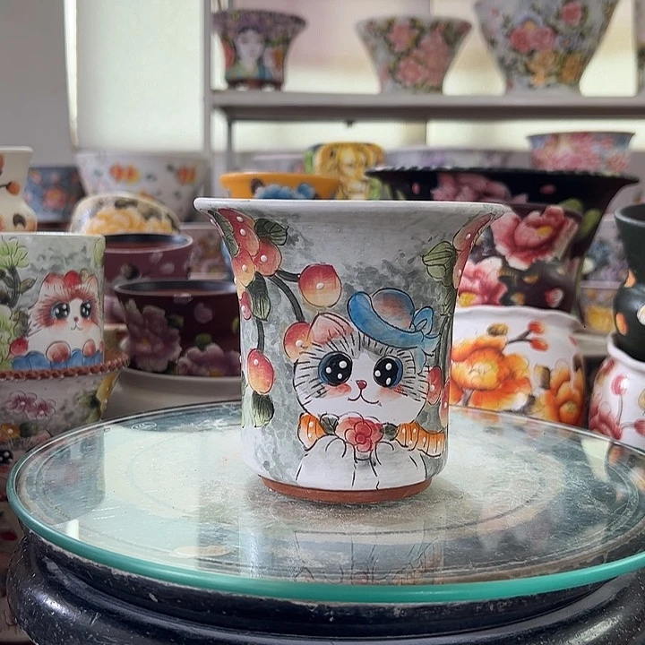 景德镇幸运花盆手绘花盆