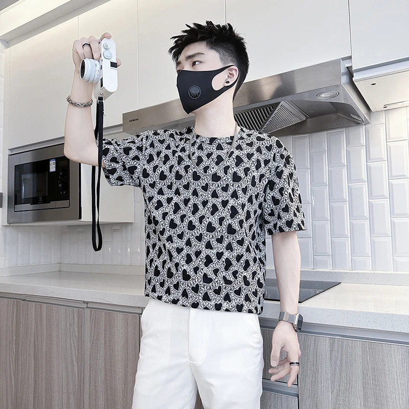 短袖t恤男款夏季爆款2025新款网红洋气炸街男装衣服圆领半袖体恤