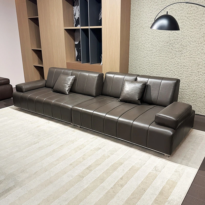 【伊久】原创专利款-首尔沙发客厅意式多功能青皮大平层横厅沙发