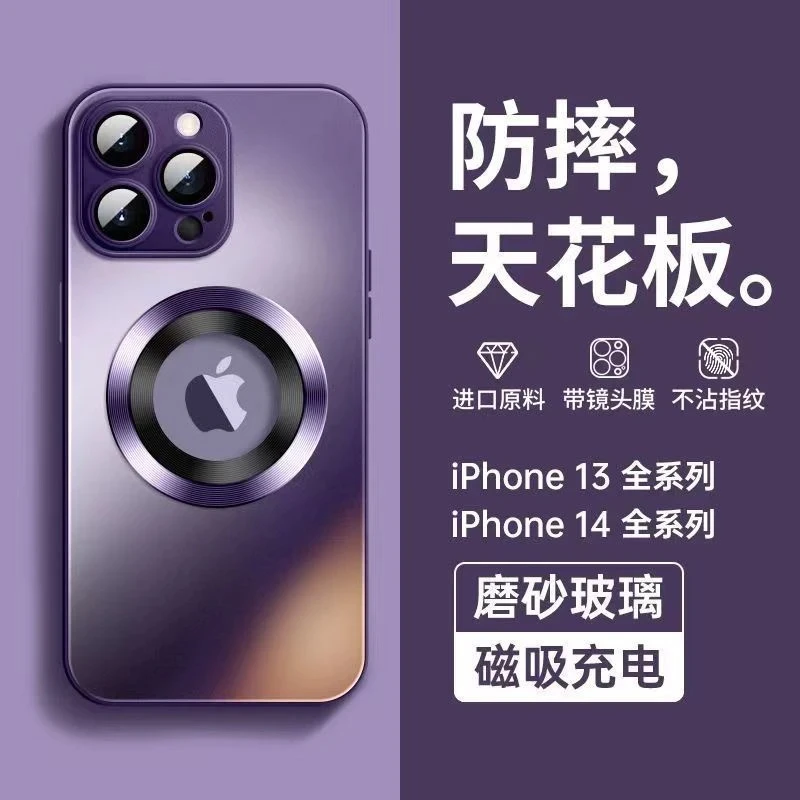 磨砂露标适用苹果16promax手机壳15pro磁吸玻璃14pro镜头膜13/12