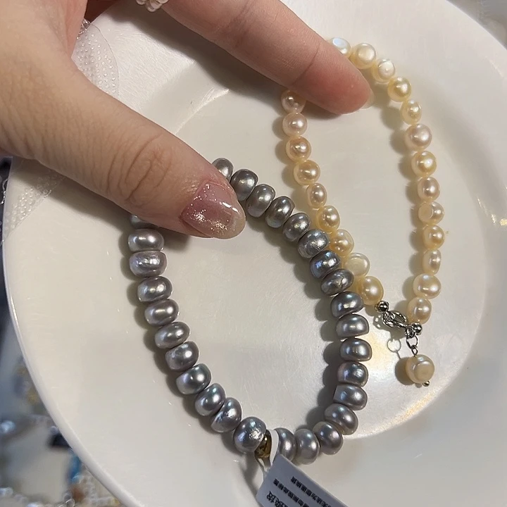 银S925镶嵌淡水珍珠时尚设计款天然淡水珍珠