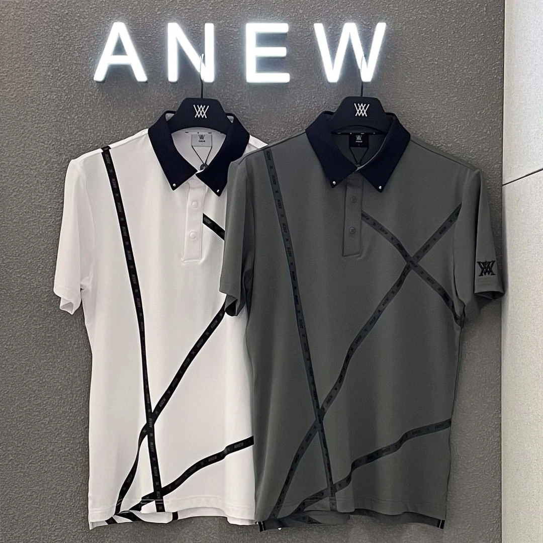 Anew家春夏新款男士印花铆钉POLO短袖弹力面料舒适透气M222127180