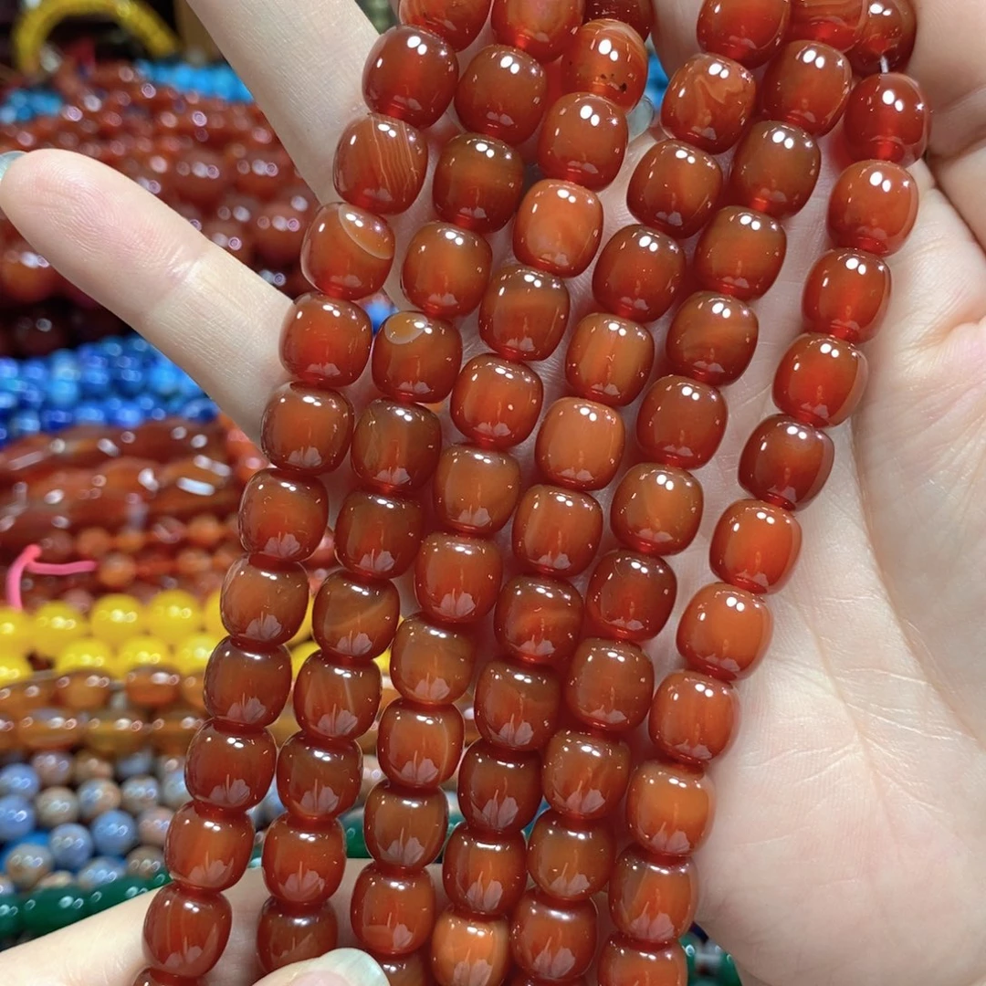 玛瑙/玉髓未镶嵌珠宝半成品红玛瑙老型一条卡10mm