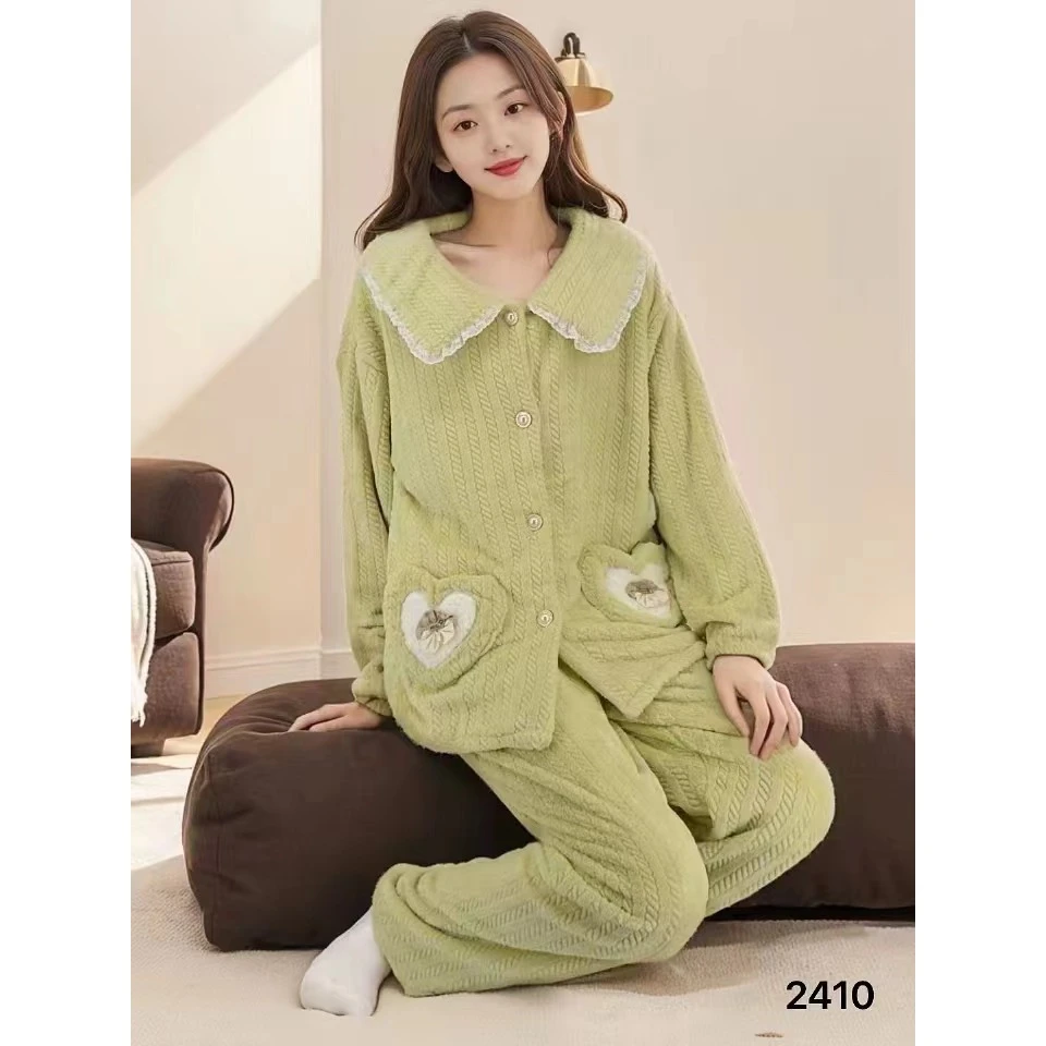 【粉丝专属】2410#豪族法兰绒女士爱心口袋家居服套装