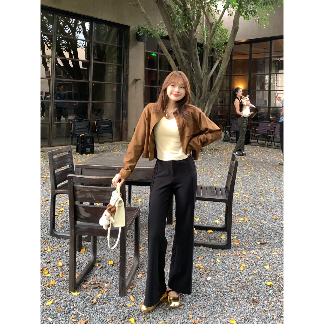 切糕自制【私藏神裤】小个子初秋流光风韩系百搭遮肉显瘦微喇休闲裤