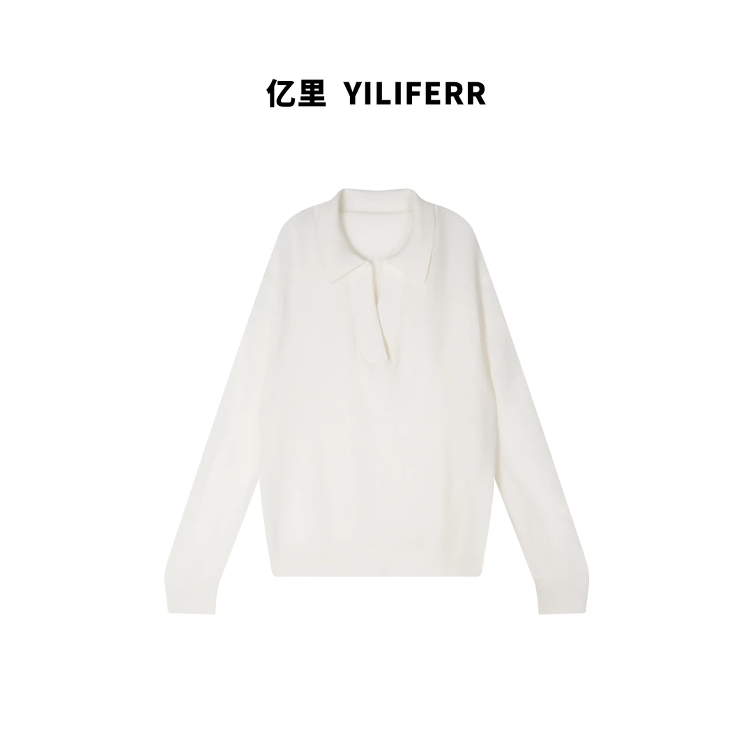 【YILI大码品牌】简约时尚polo领毛衣 Y0385