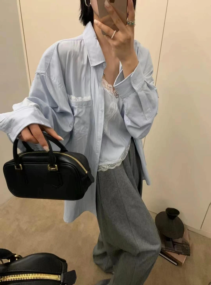 LIS&Az-海盐蕾丝两件套衬衫 g21118