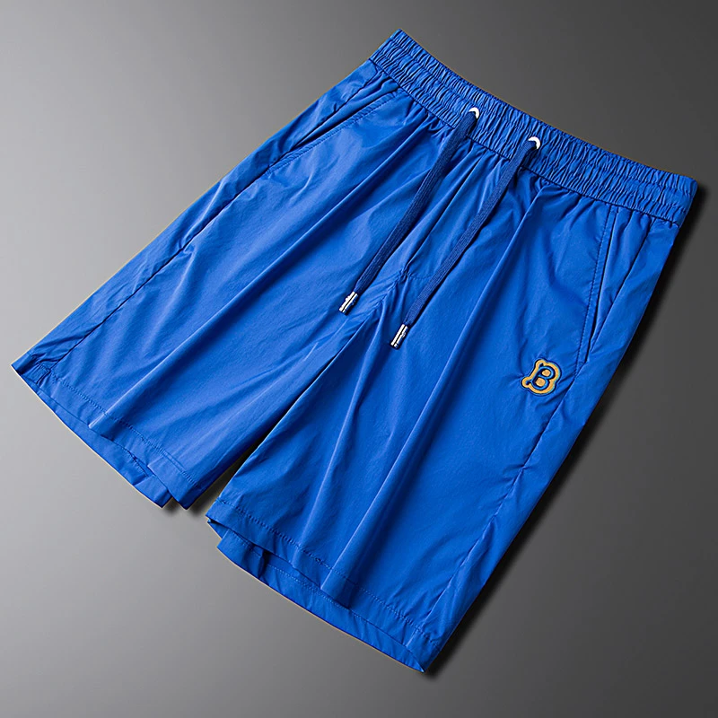 恩密比韦夏季薄款冰丝运动短裤男时尚B标志修身速干休闲五分中裤