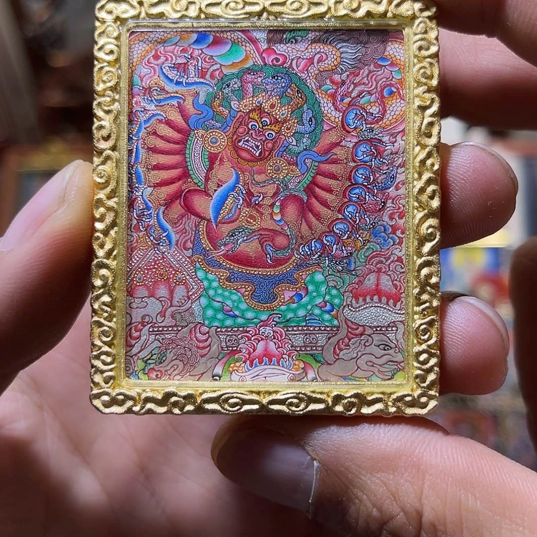 吊坠青海热贡纯手绘降龙文殊