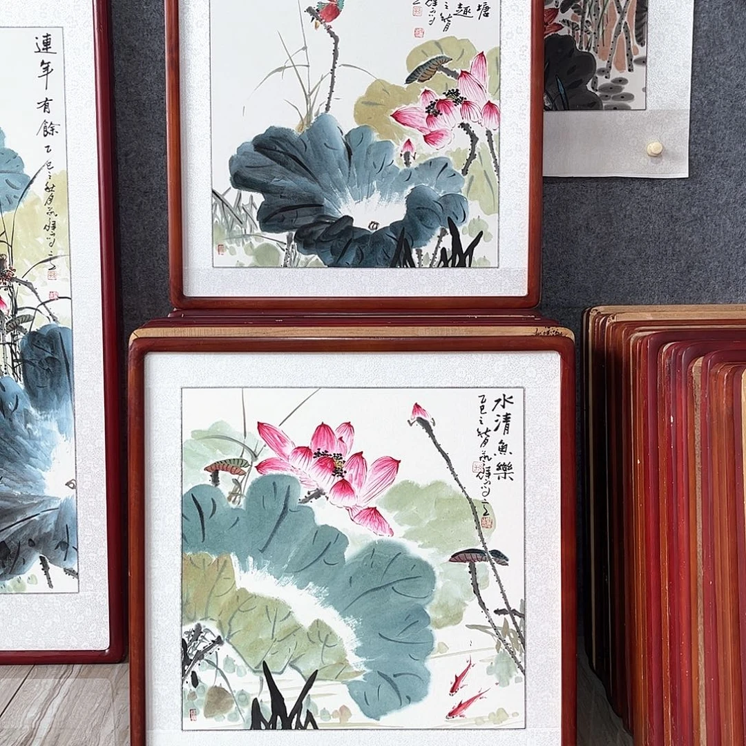 国画书画作品带框63×63