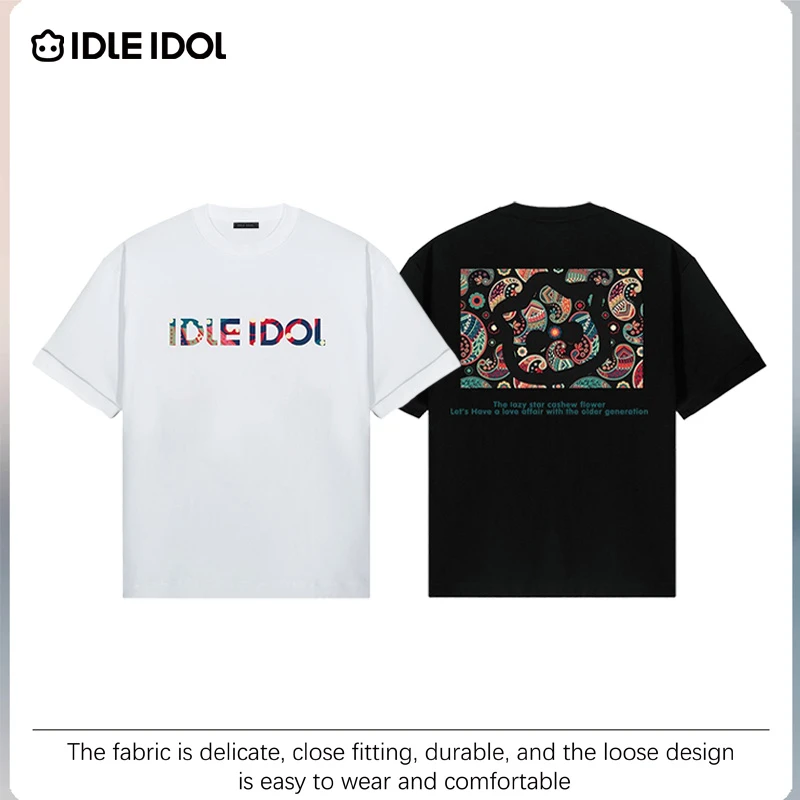 IDLE IDOL欧若风腰果花情侣透气T恤春夏季新款礼物潮流百搭短袖
