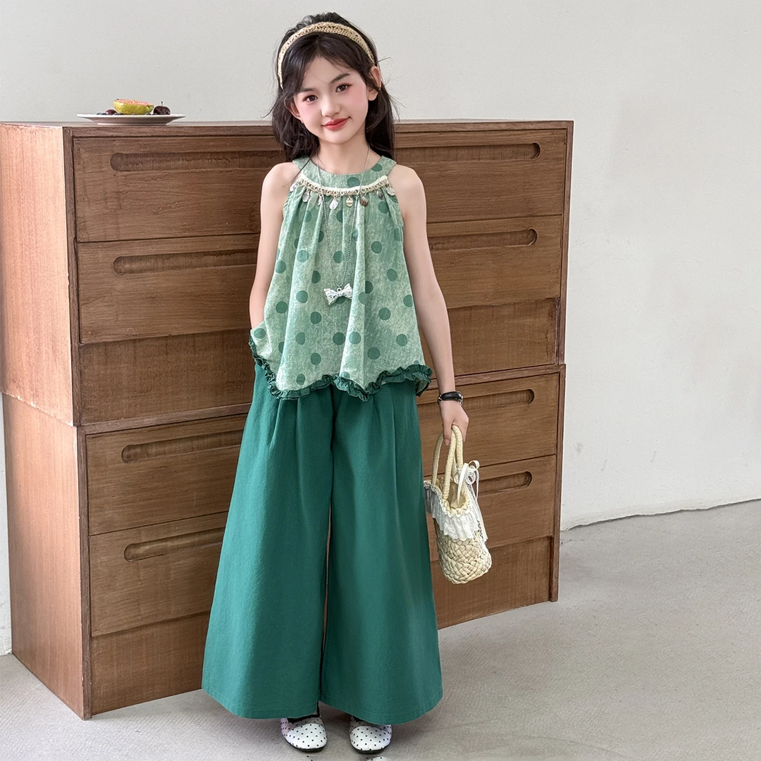 女童夏装套装2025新款大童时尚背心吊带独特洋气时髦女童装衣服