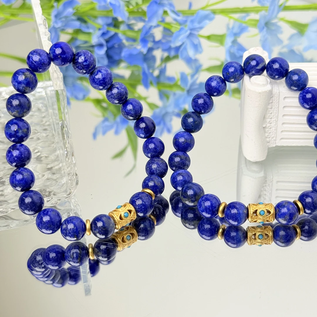 【深邃星空】青金石9-10mm手串面小仙多样性发其一Z