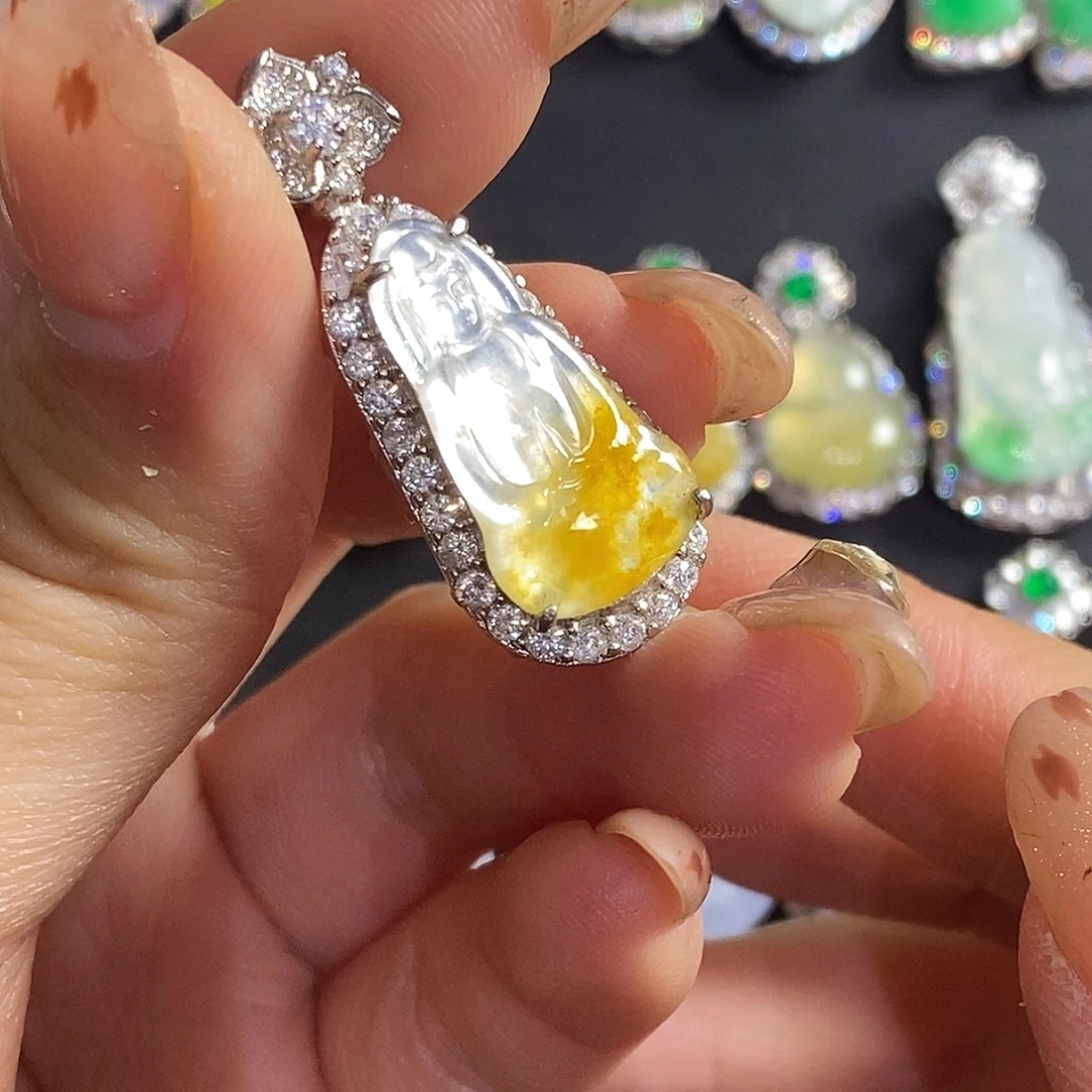 翡翠银S925镶嵌颈饰天然翡翠