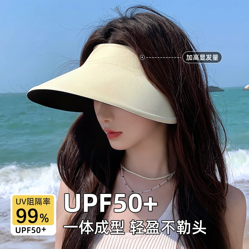 防晒帽子遮脸防紫外线2025新款大帽檐空顶遮阳帽冰丝户外太阳帽子