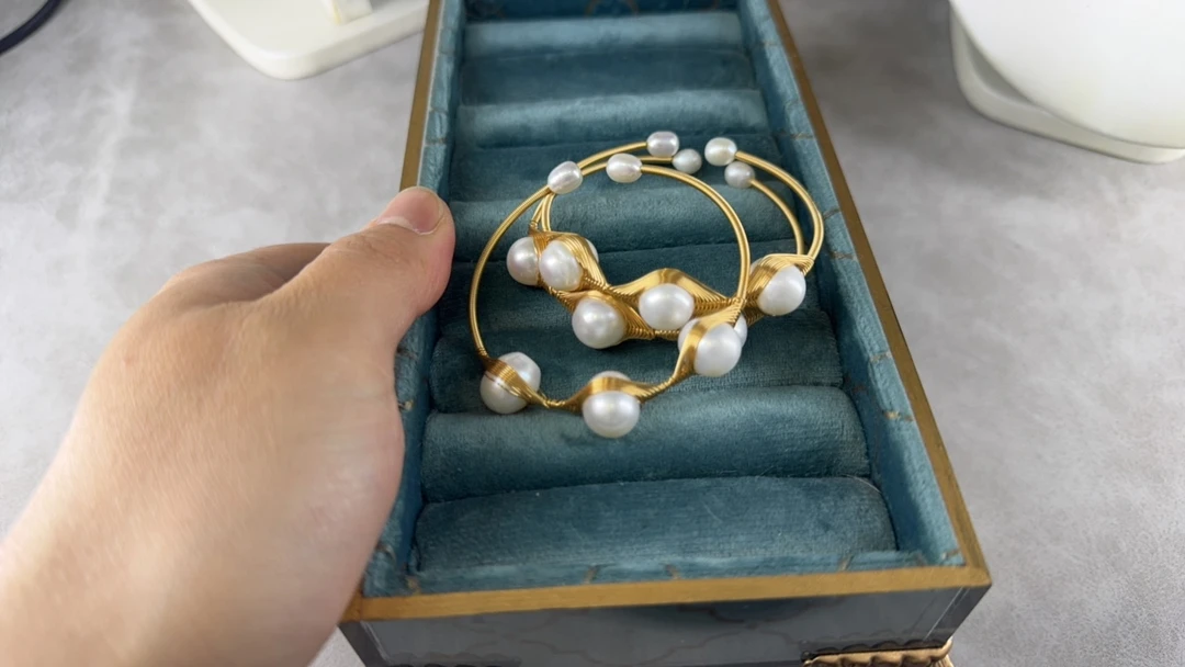 天然淡水珍珠手镯手工艺饰品铜饰品
