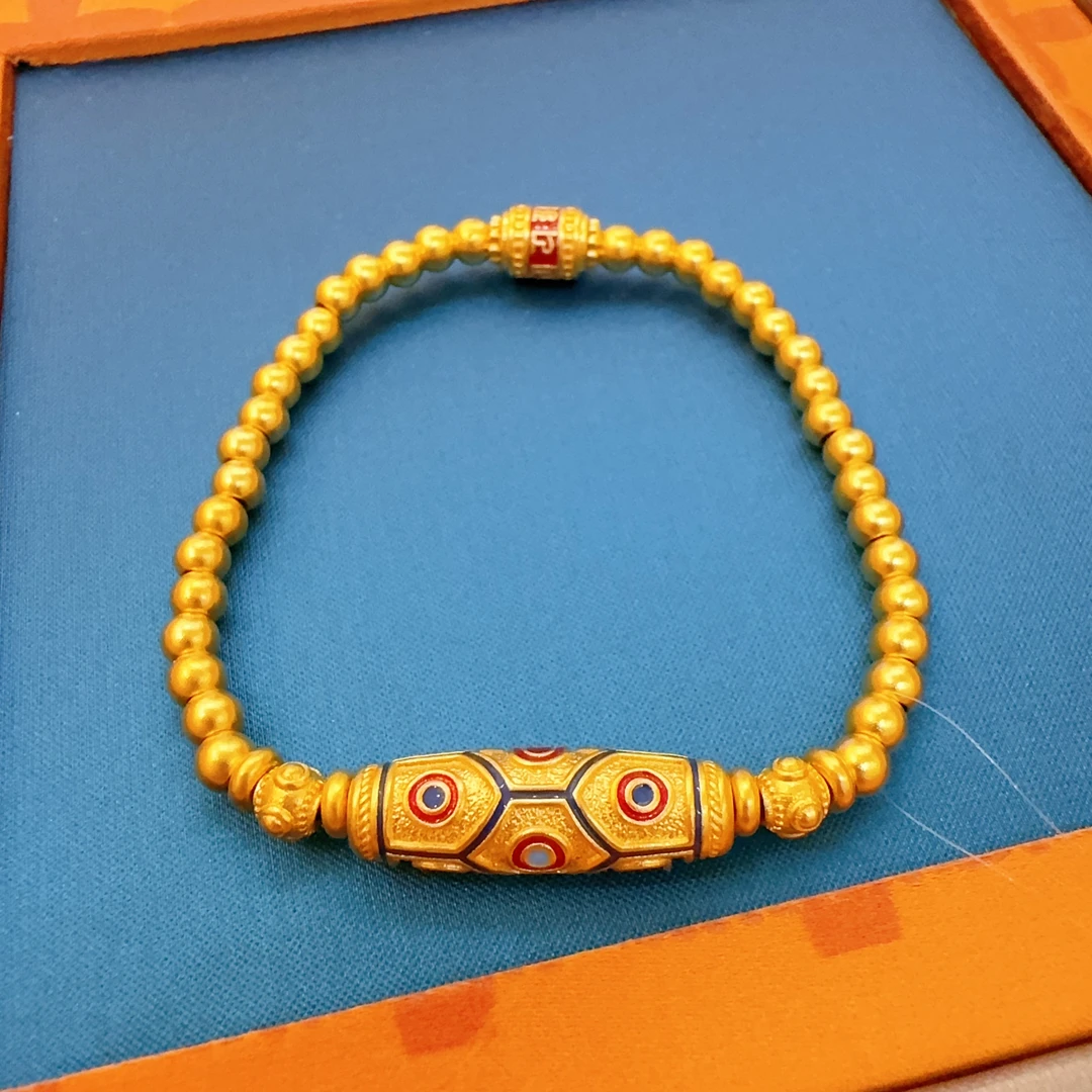 宫廷祈福风转运珠轻奢古法黄金手串