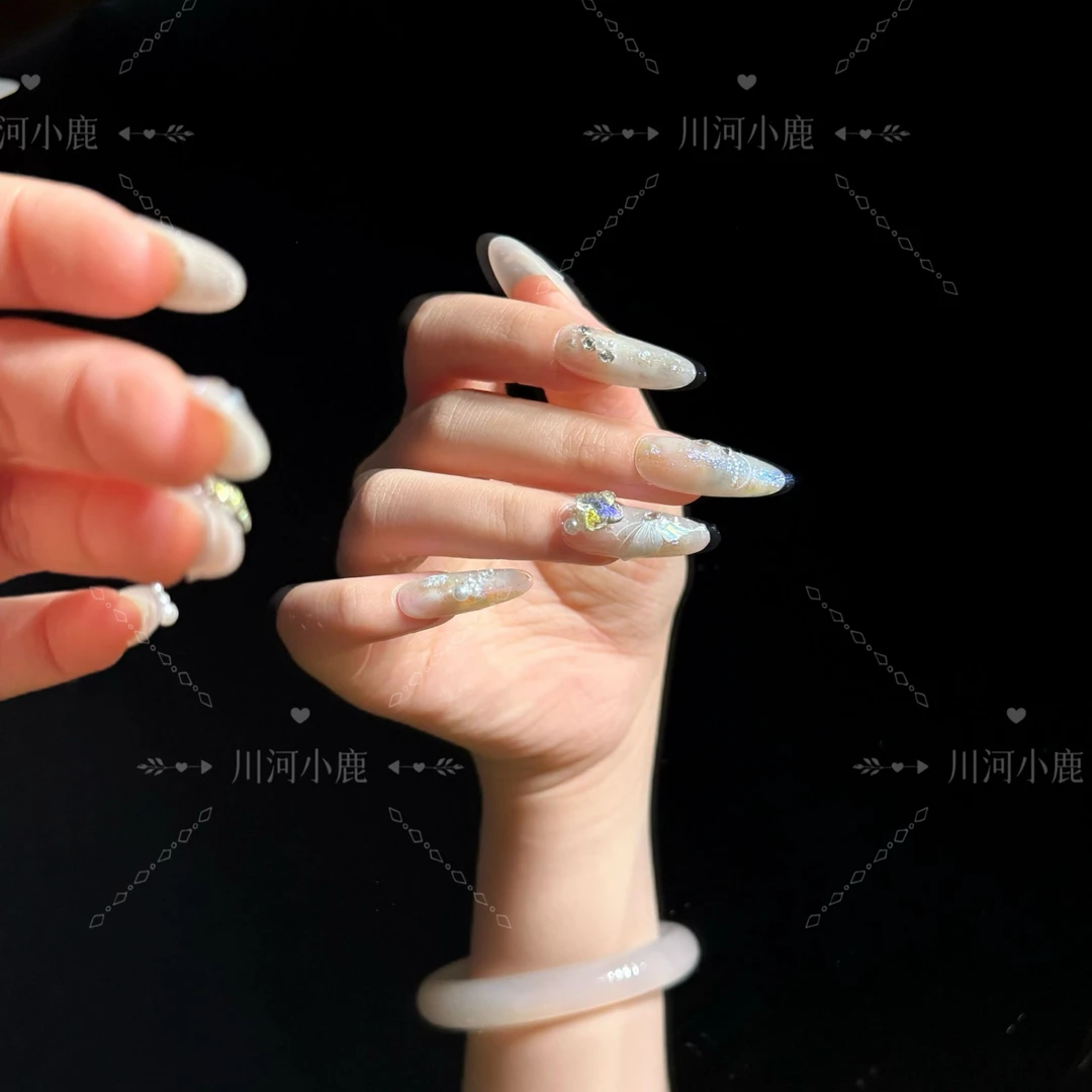 川河小鹿【流光溢彩】重工深海人鱼姬渐变手工穿戴甲长款ins风C39