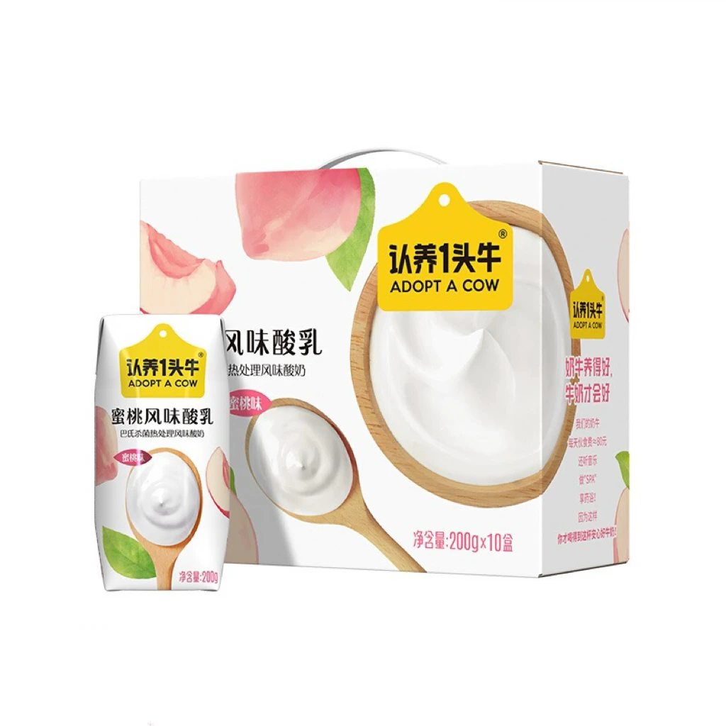 【25年6月18日】200g*10盒 认养1头牛蜜桃风味酸乳
