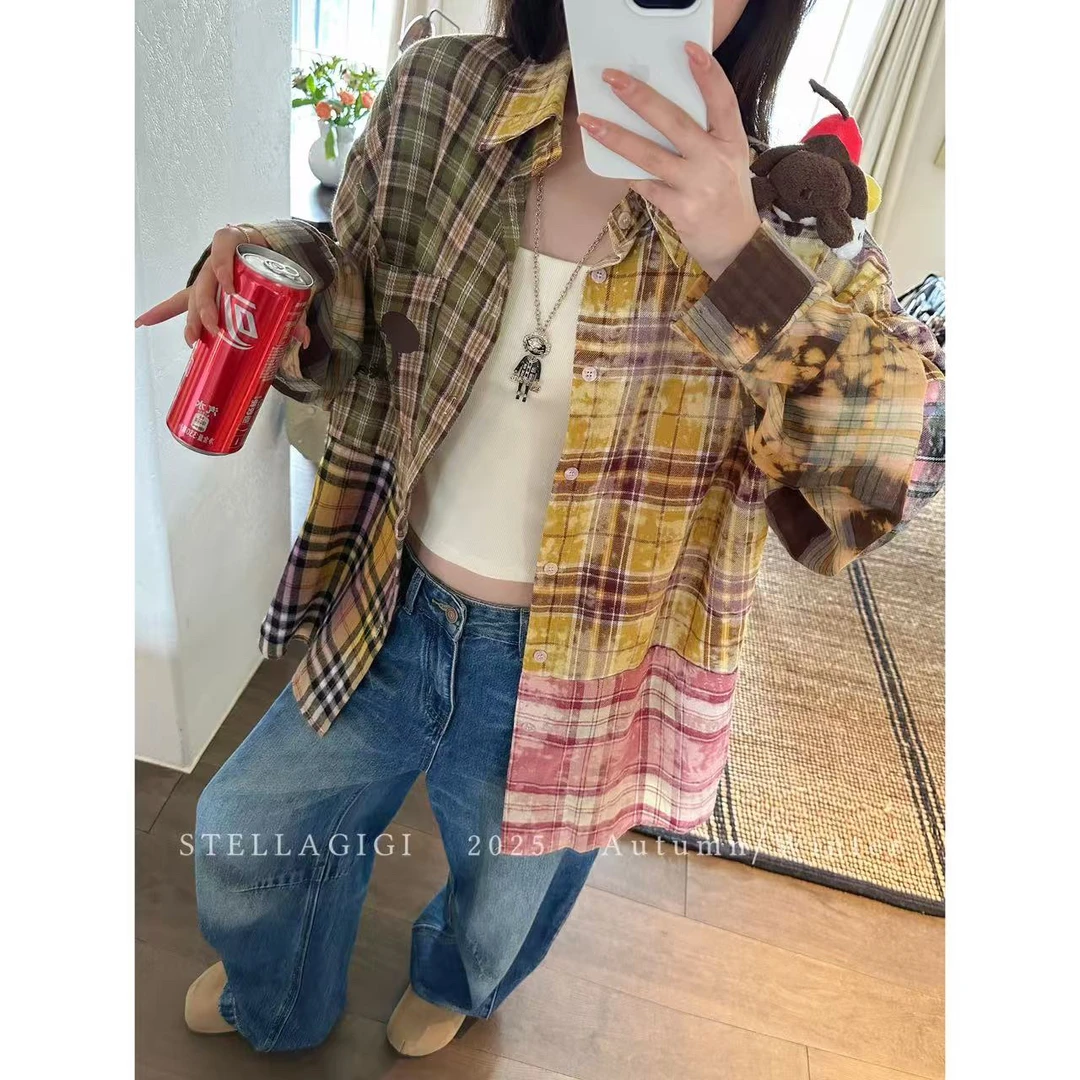 SG / 杨依姗 AW趴趴小米奇 彩色格子拼接长袖衬衫CY-20251228