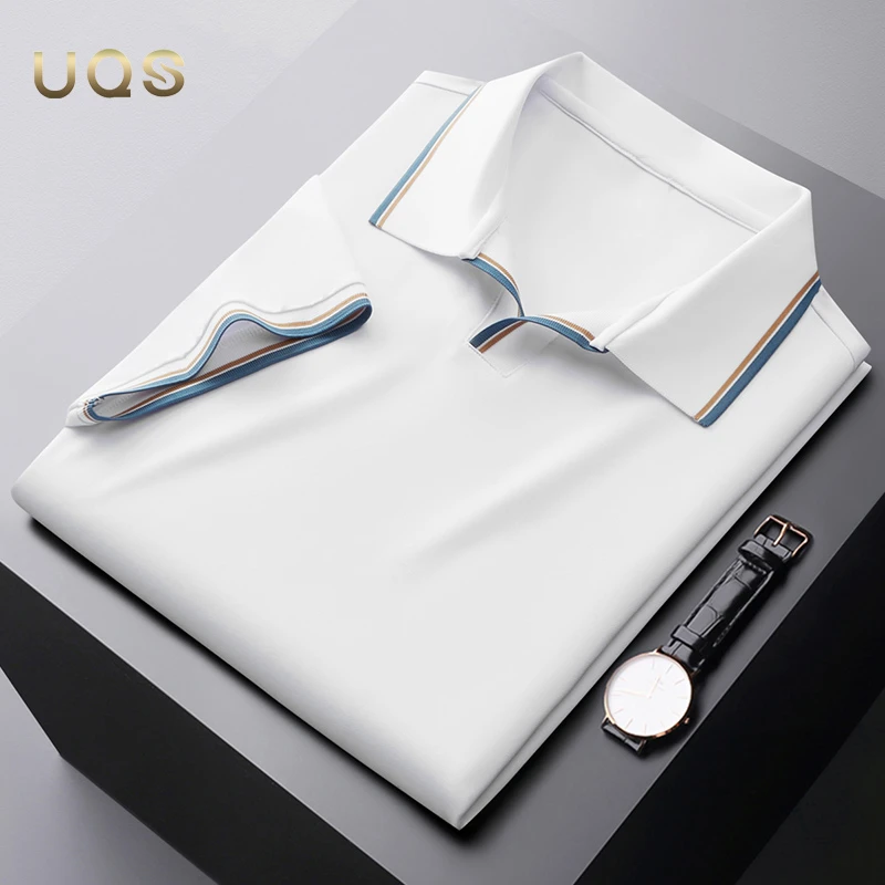 轻奢夏季男士POLO衫薄款透气时尚海鸥领冰丝凉感休闲日常简约上衣