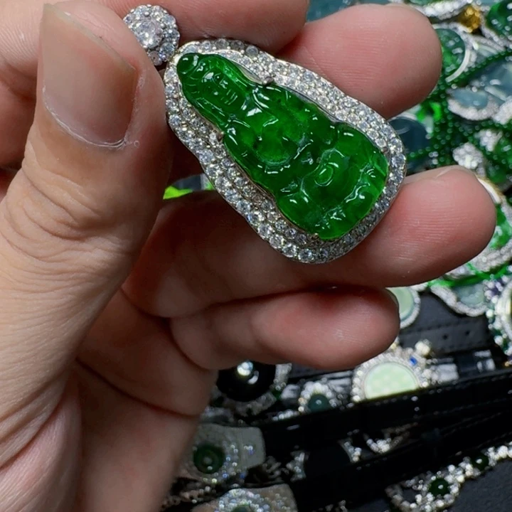 翡翠未镶嵌项链天然A货翡翠放漏