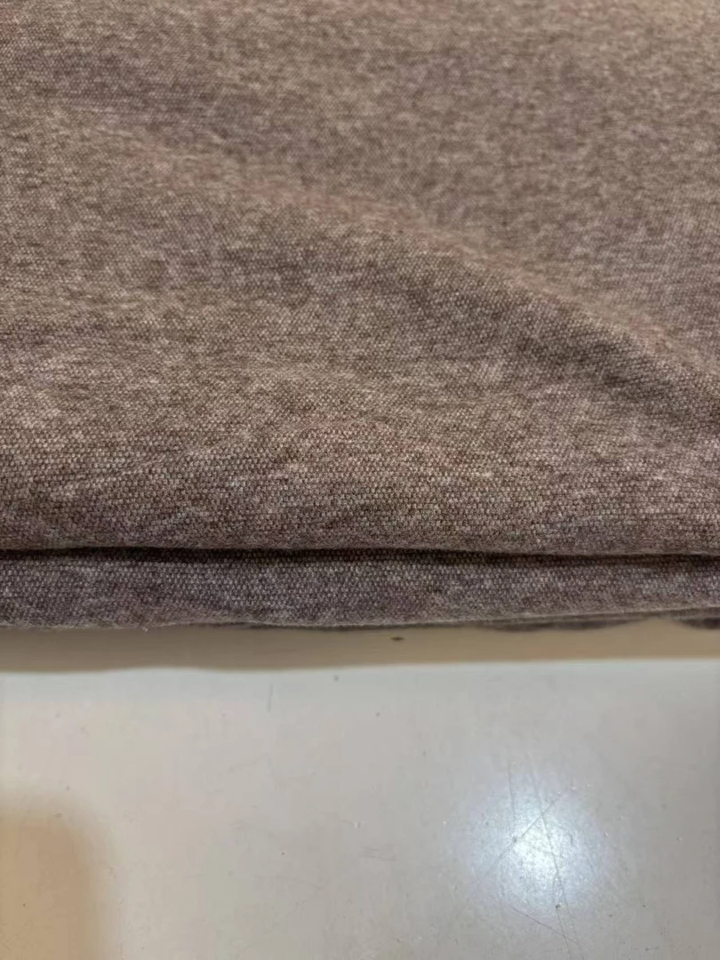 浅咖色织奥绒面料蚕丝羊毛绒布发热保暖家居服打底衫面料