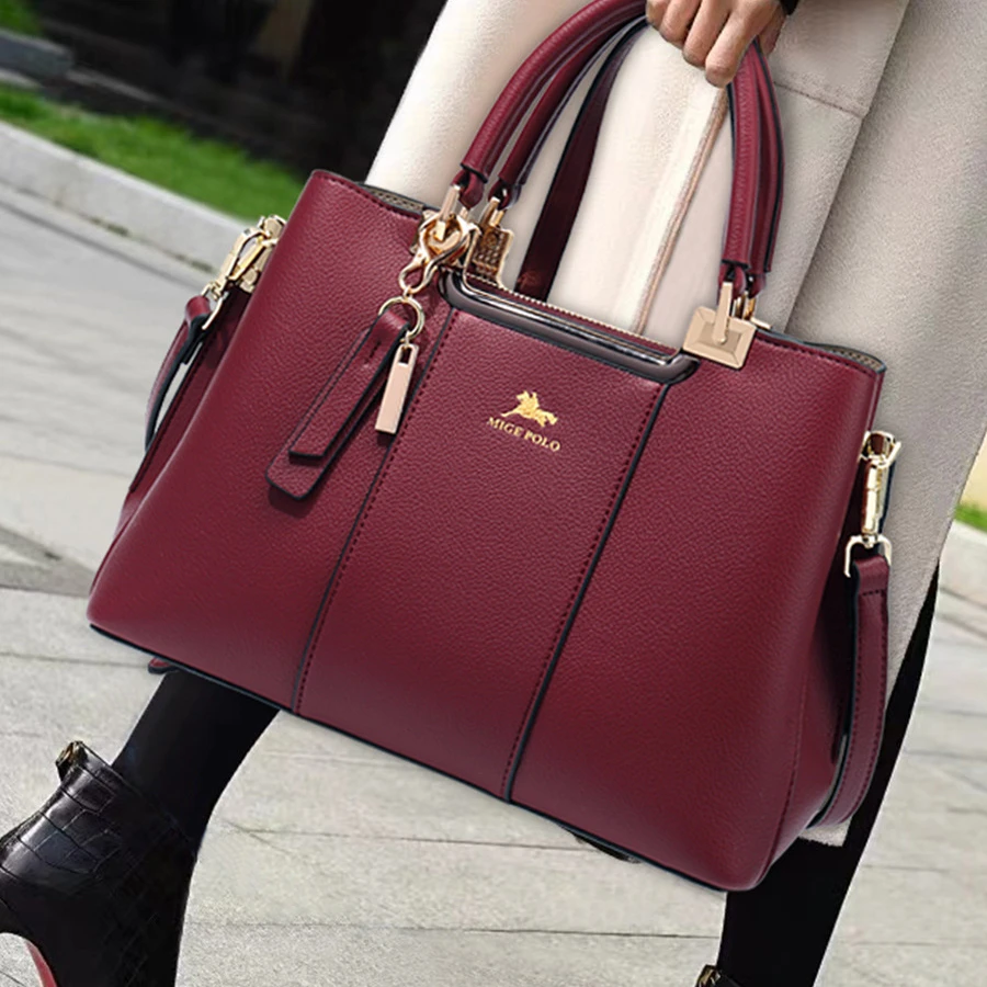 保罗女包轻奢品牌真皮妈妈包2023新款时尚大气中年女士包包手提包