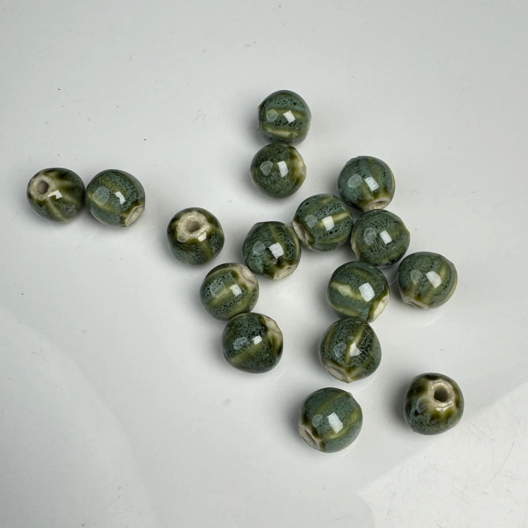 ZBG0182景德镇绿色陶瓷珠（多样性发其一）