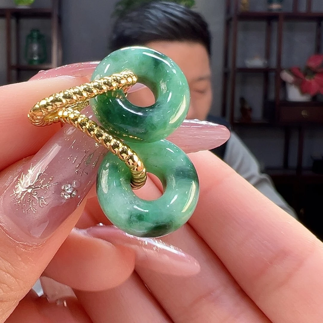 翡翠耳饰银S925镶嵌耳环53