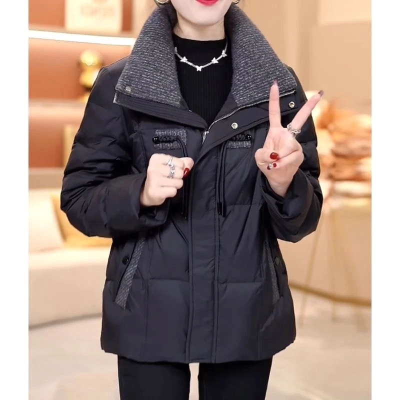 轻奢风气质时尚短款立领棉服大码宽松休闲加厚百搭新款冬装外套女
