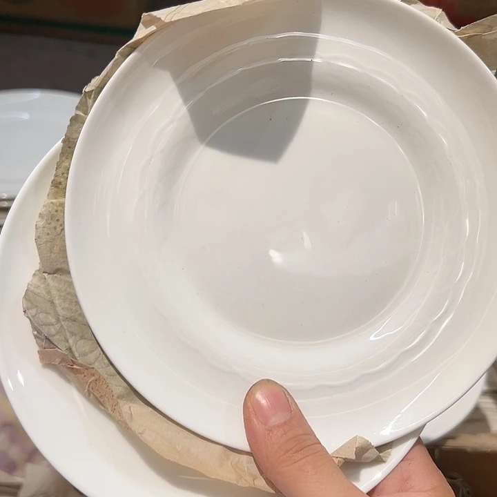 国营尾货骨瓷六寸盘一对口径16