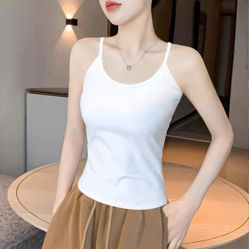 白色吊带背心女内搭带胸垫2025新款夏季美背文胸一体外穿打底上衣