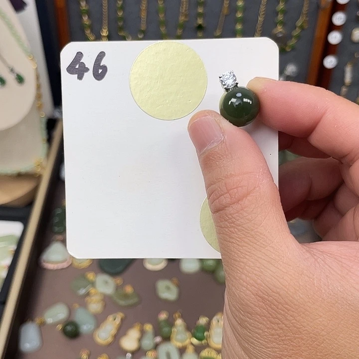 和田玉颈饰银S925镶嵌和田玉46