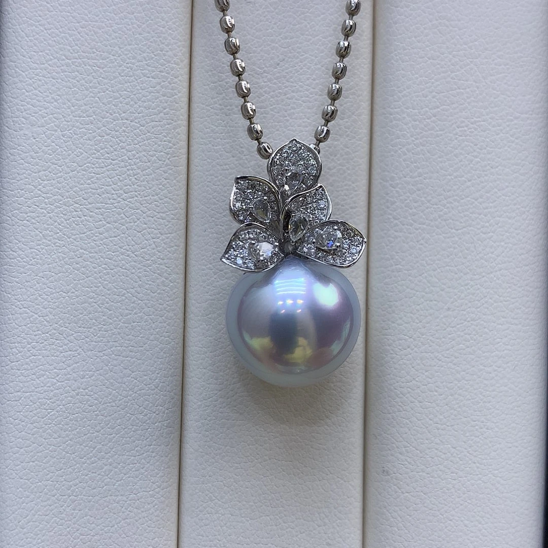 小***店吊坠(不含链)海水珍珠18K金镶嵌14-15mm澳白