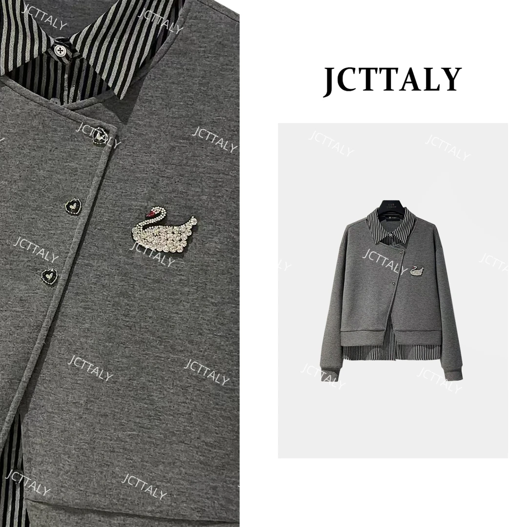 【宠粉价】设计感天鹅套头款宽松秋冬款时尚假两件卫衣JC-A4643