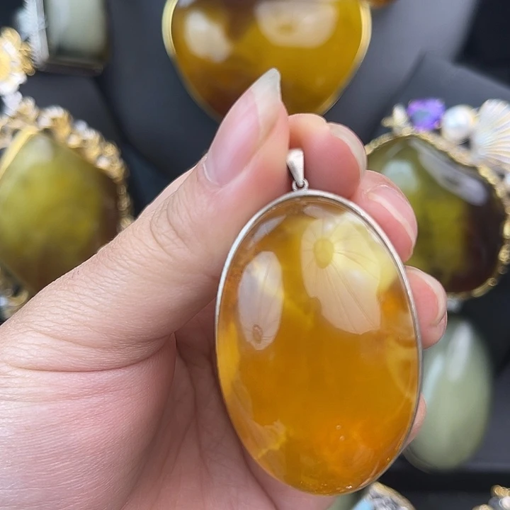 琥珀银S925镶嵌裸石