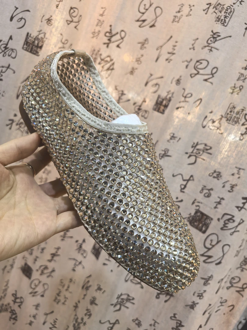 镂空时尚0cm~3cm(含)套筒布鞋0.9水钻高跟网面单鞋