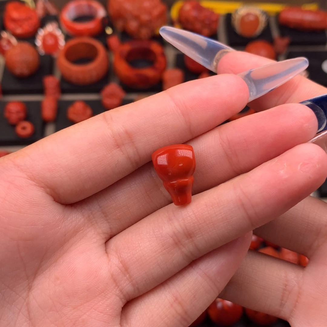 南红玛瑙未镶嵌奶嘴瓶三通10+