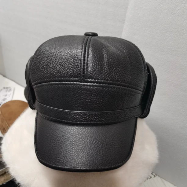 男士真皮帽牛皮护耳