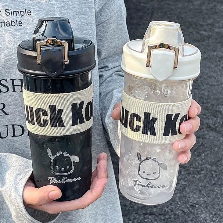 水杯网红儿童水杯学生双饮吸管杯咖啡杯便携情侣透明创意精致潮流