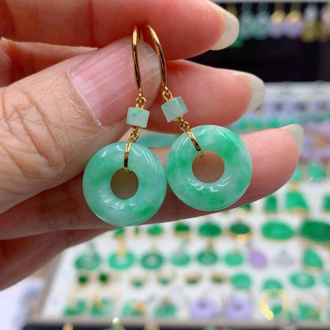 翡翠18K金镶嵌耳饰