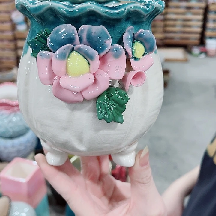 有孔，凑10元包邮陶瓷花盆发货！