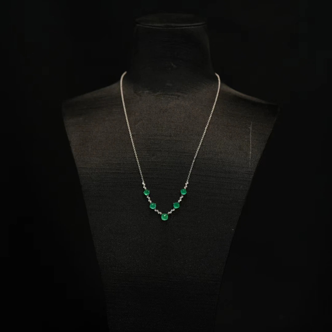 【初见珠宝】18K金祖母绿项链22-1CH224X330【多样性发一件】