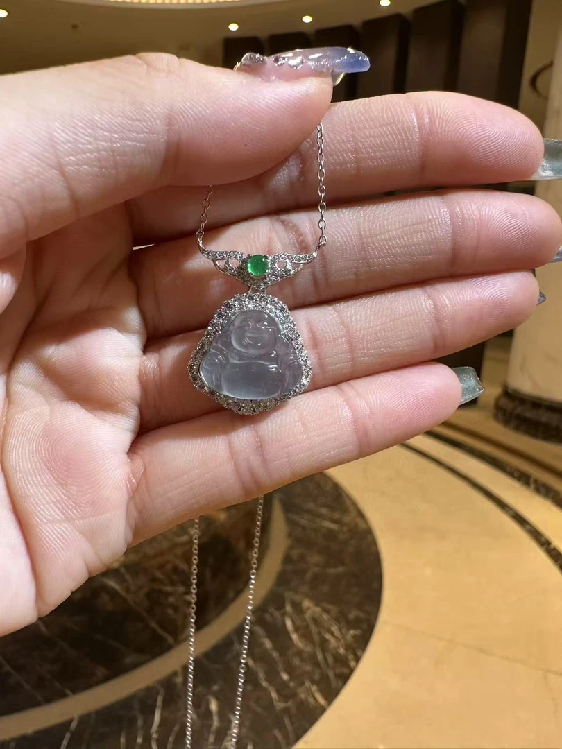 天然A货翡翠HCH50佛公套链吊坠多样性发一