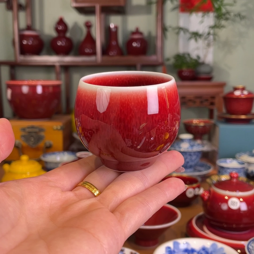 清欢雅玩原矿郎红福利龙蛋杯