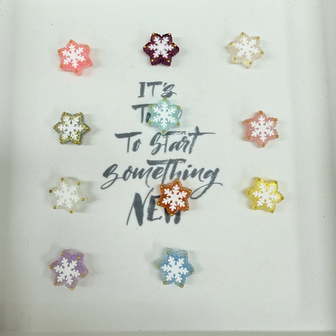 韩国胶定制款78 手绘各种效果雪花通孔 DIY配件