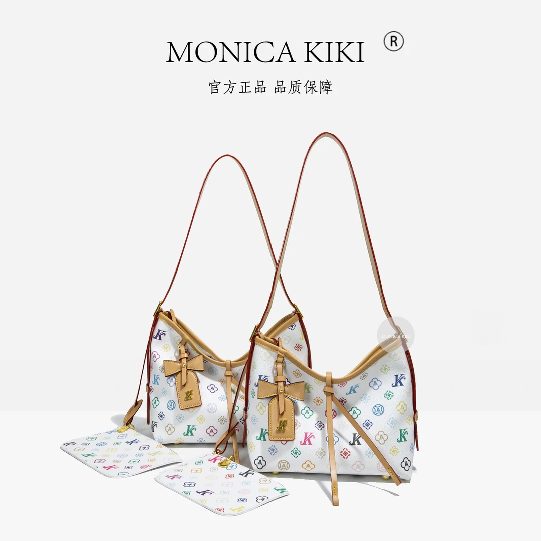 莫妮卡奇奇春季时尚洋气十足百搭机场包（白三彩）