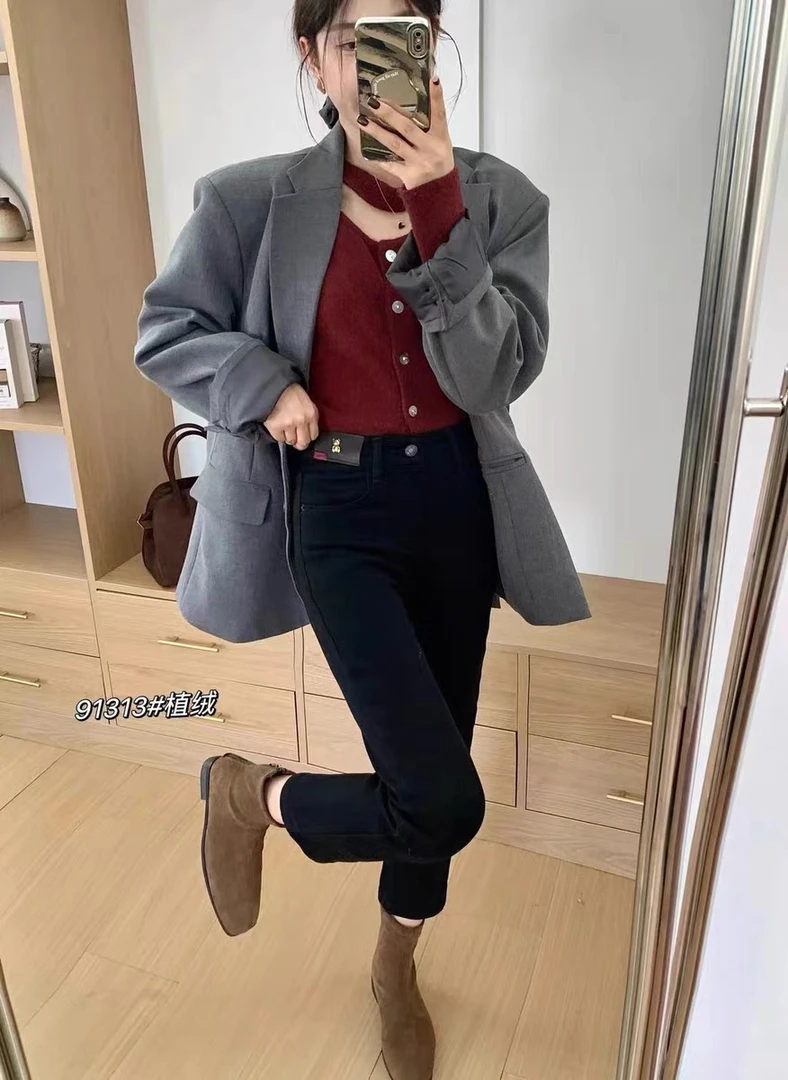静姐秋季新款显瘦百搭直筒烟管牛仔裤F2138