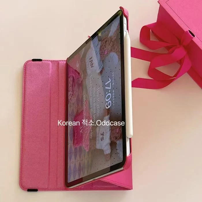 女团玫粉色 韩系ipad保护套pro11/10.9寸翻盖/旋转书本式air6皮套